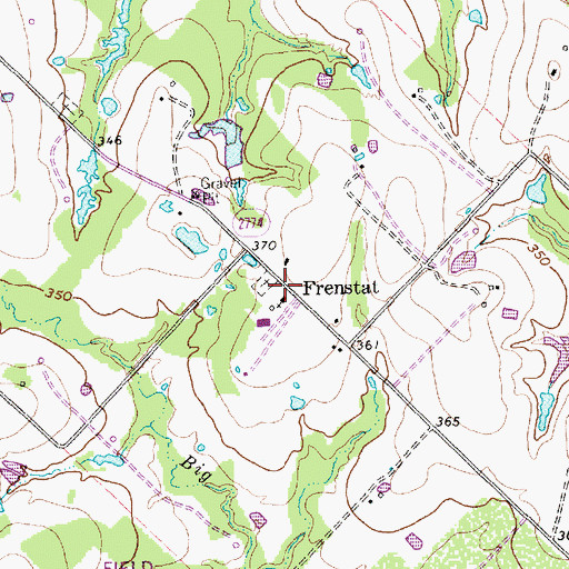 Topographic Map of Frenstat, TX