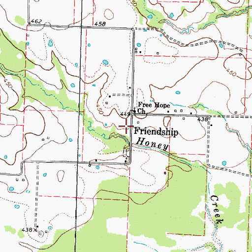 Topographic Map of Friendship, TX