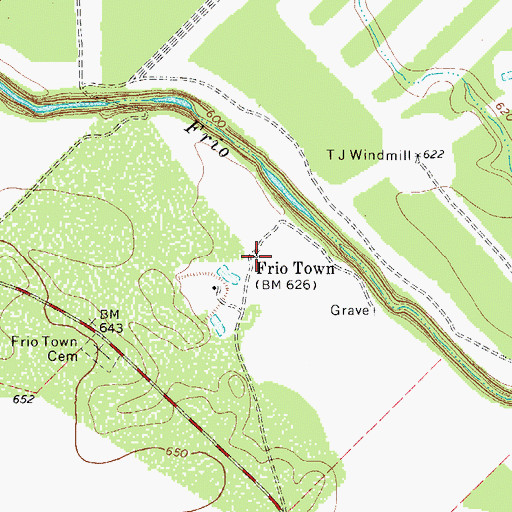 Topographic Map of Frio Town, TX