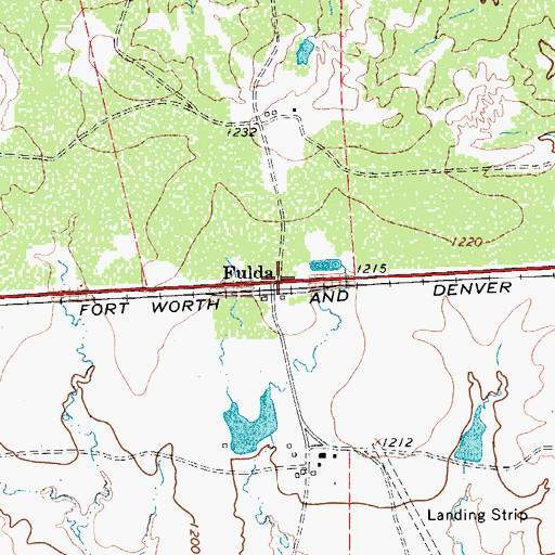 Topographic Map of Fulda, TX