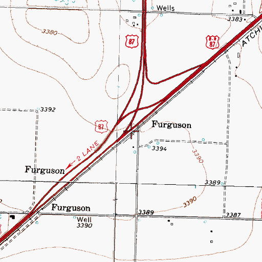 Topographic Map of Furguson, TX