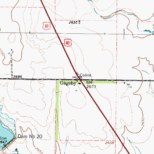 Topographic Map of Gageby, TX