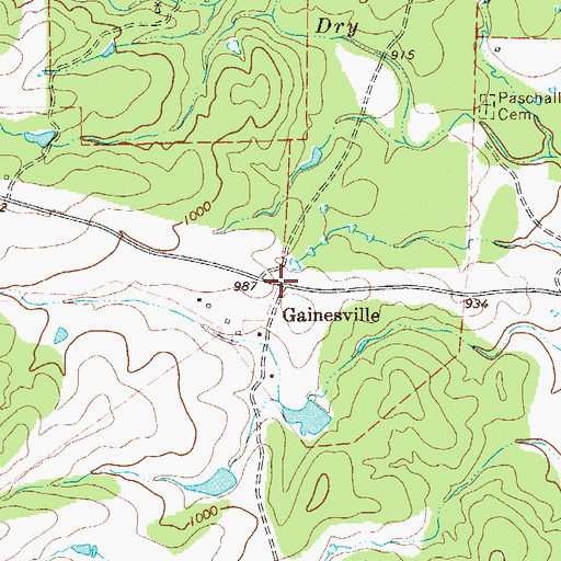 Topographic Map of Gainesville, TX