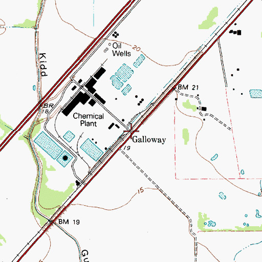Topographic Map of Galloway, TX