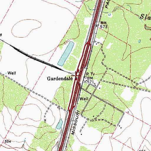 Topographic Map of Gardendale, TX
