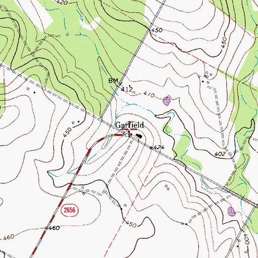 Topographic Map of Garfield, TX