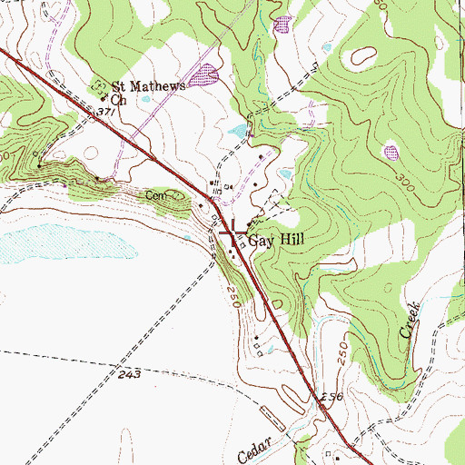 Topographic Map of Gay Hill, TX