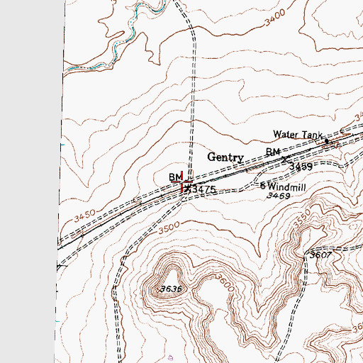 Topographic Map of Gentry, TX