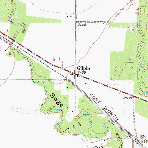 Topographic Map of Gilpin, TX