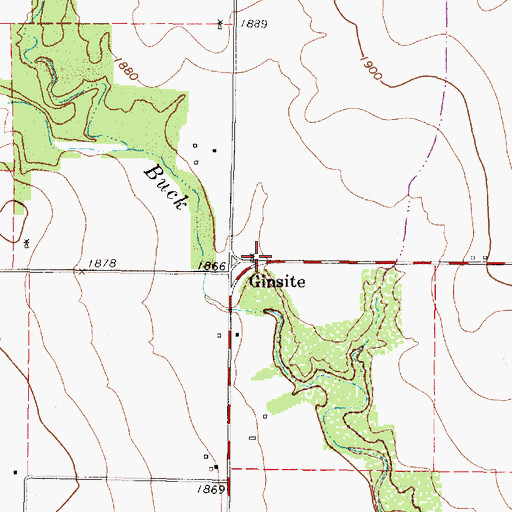Topographic Map of Ginsite, TX