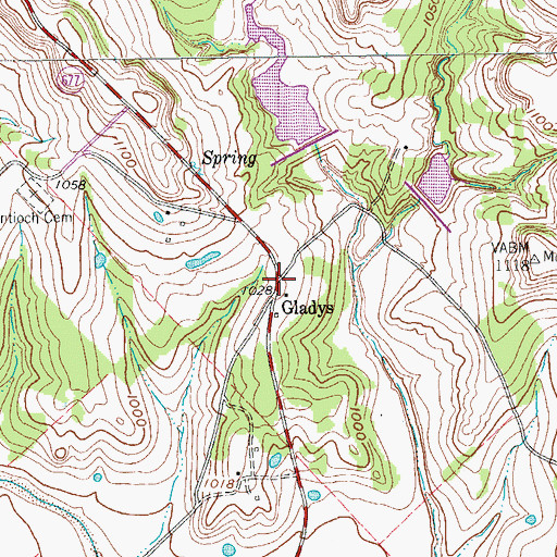 Topographic Map of Gladys, TX