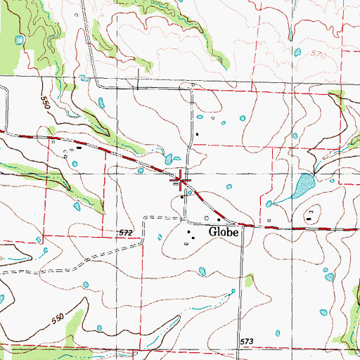 Topographic Map of Globe, TX