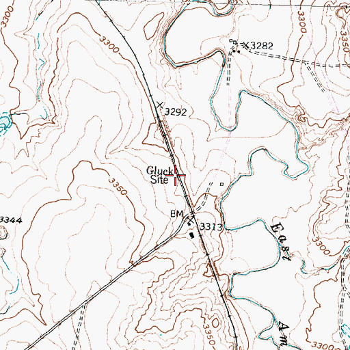 Topographic Map of Gluck, TX