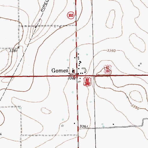 Topographic Map of Gomez, TX