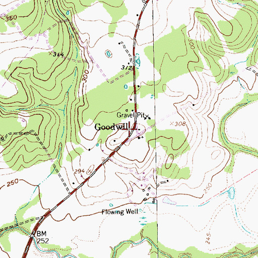 Topographic Map of Goodwill, TX