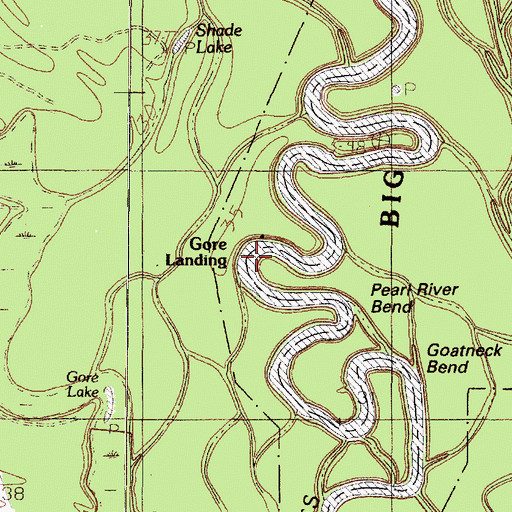 Topographic Map of Gore Landing, TX