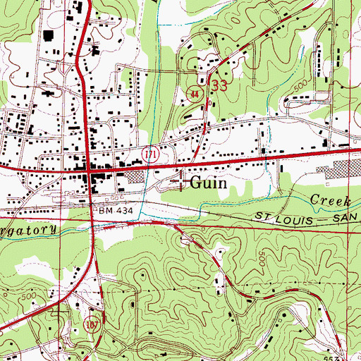 Topographic Map of Guin City Cemetery, AL