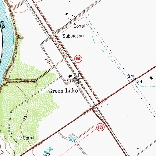 Topographic Map of Green Lake, TX