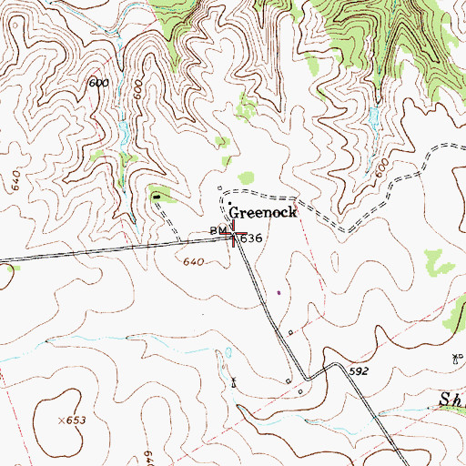 Topographic Map of Greenock, TX