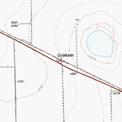 Topographic Map of Grisham, TX