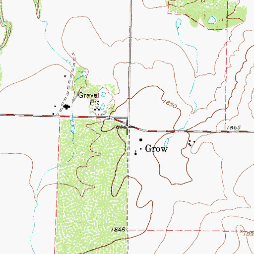 Topographic Map of Grow, TX