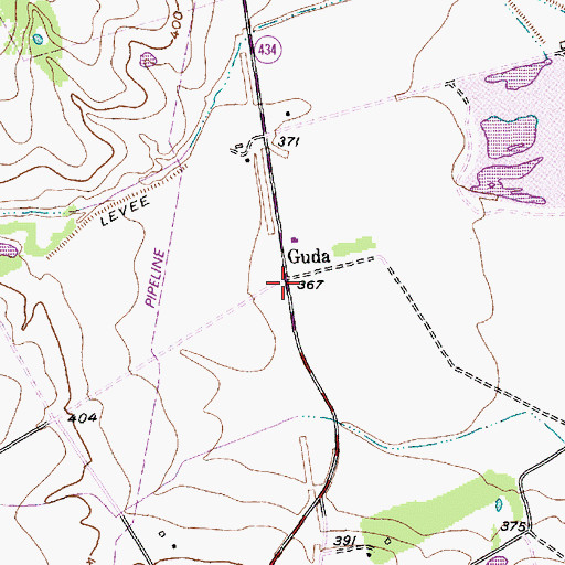 Topographic Map of Guda, TX