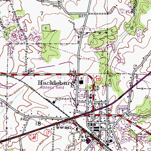 Topographic Map of Hackleburg Church of God of Prophecy, AL