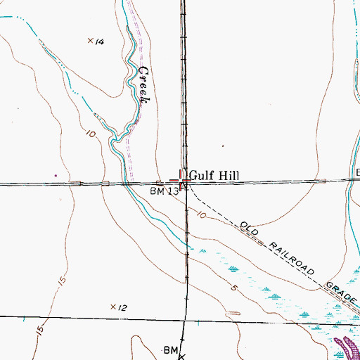 Topographic Map of Gulf Hill, TX