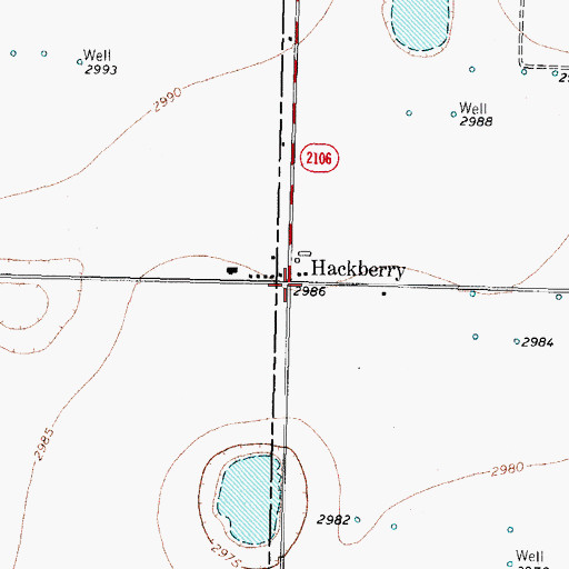 Topographic Map of Hackberry, TX