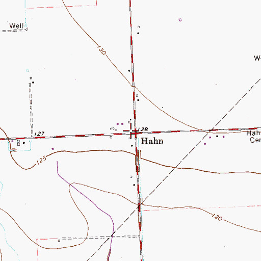 Topographic Map of Hahn, TX