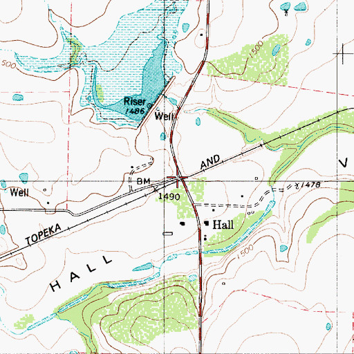 Topographic Map of Hall, TX