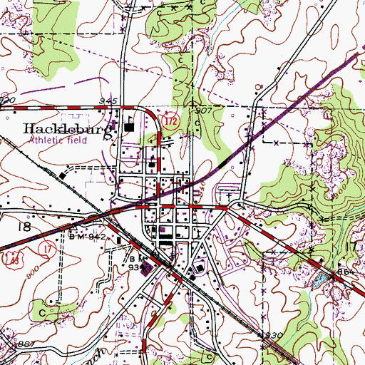 Topographic Map of Hackleburg Freewill Baptist Church, AL