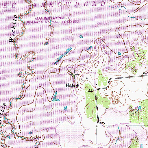 Topographic Map of Halsell, TX