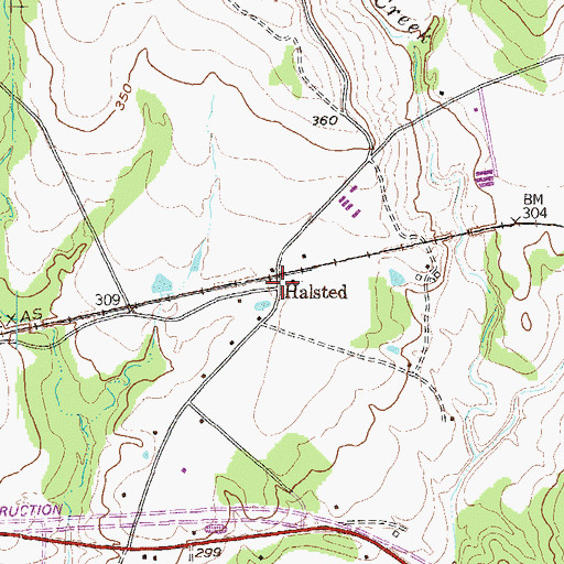 Topographic Map of Halsted, TX