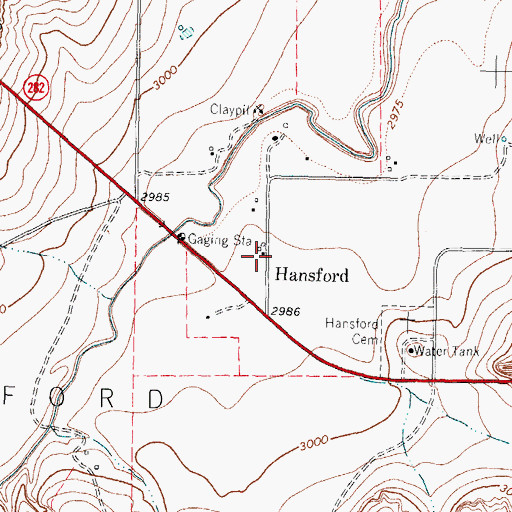 Topographic Map of Hansford, TX