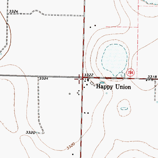 Topographic Map of Happy Union, TX