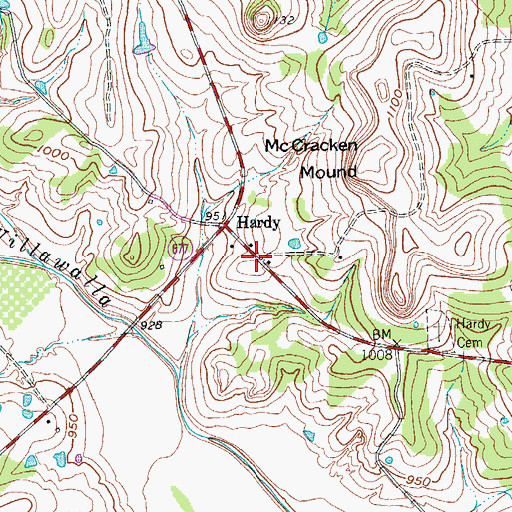 Topographic Map of Hardy, TX