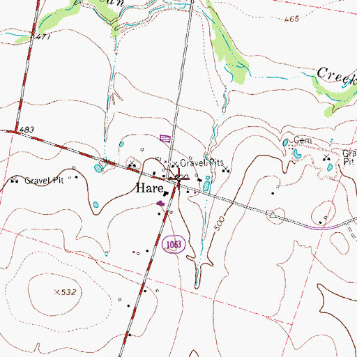 Topographic Map of Hare, TX