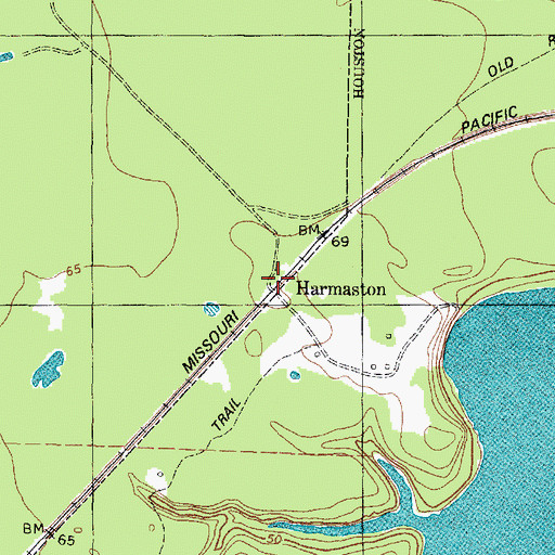 Topographic Map of Harmaston, TX