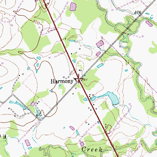 Topographic Map of Harmony, TX