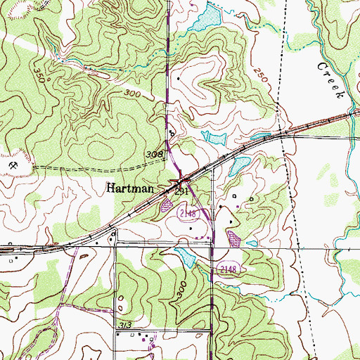 Topographic Map of Hartman, TX
