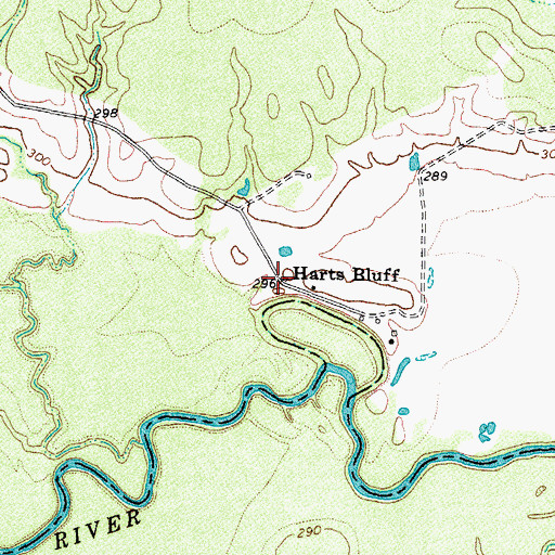 Topographic Map of Harts Bluff, TX