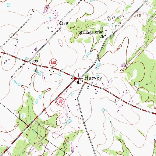 Topographic Map of Harvey, TX