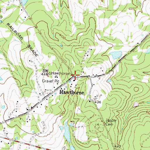 Topographic Map of Hawthorne, TX