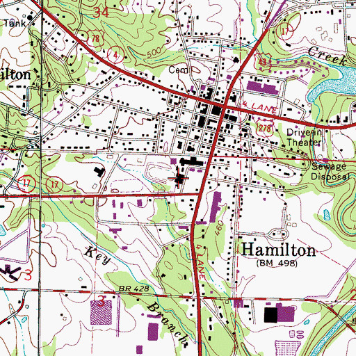 Topographic Map of Hamilton High School, AL