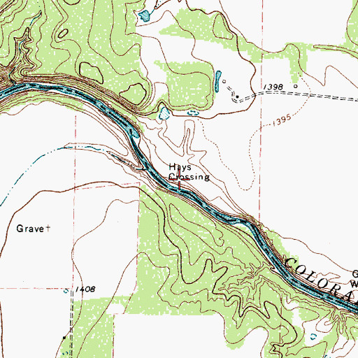 Topographic Map of Hays Crossing, TX