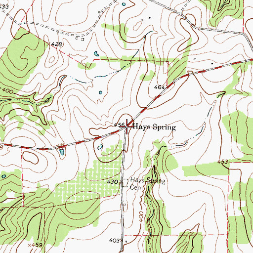 Topographic Map of Hays Spring, TX