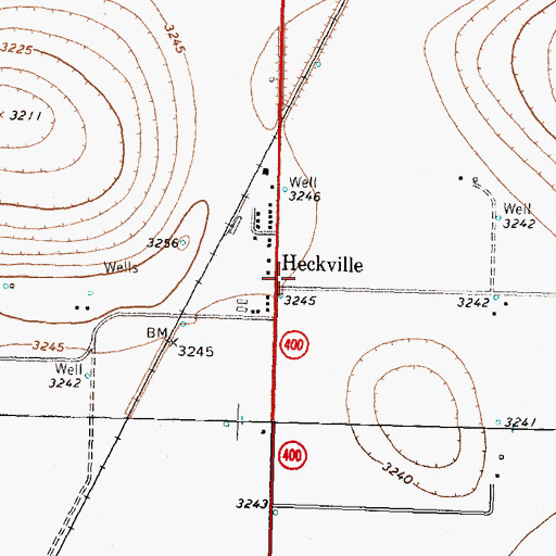Topographic Map of Heckville, TX