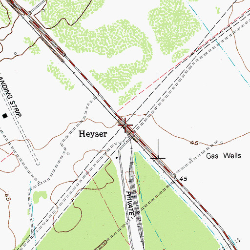 Topographic Map of Heyser, TX