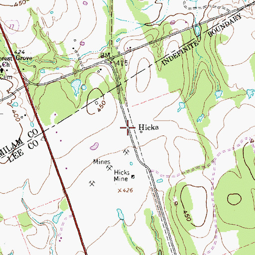 Topographic Map of Hicks, TX
